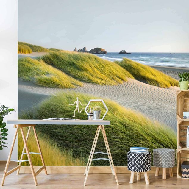 Papier peint dunes Dunes et herbes à la mer