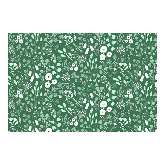 papier peint xxl Fragrant Field Of Flowers In Green