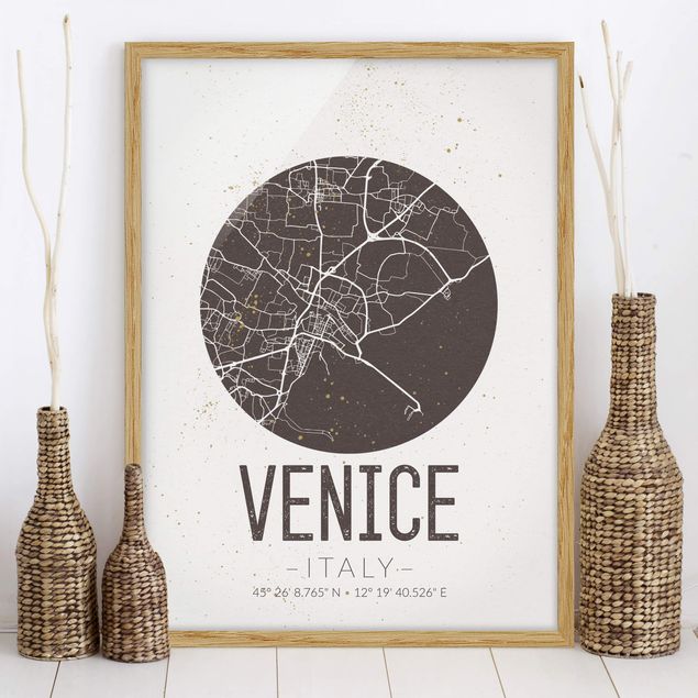 Déco mur cuisine Plan de la ville de Venise - Rétro