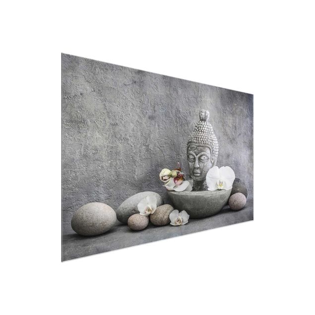 Tableaux moderne Bouddha Zen, Orchidée et Pierre