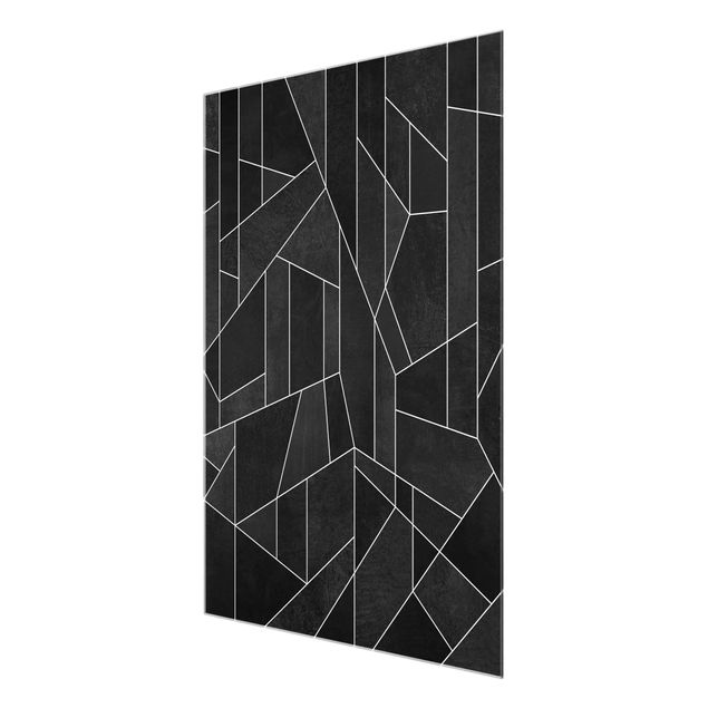Tableau noir Aquarelle géométrique noire et blanche