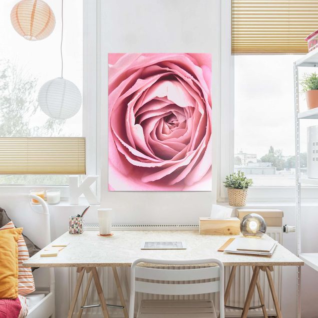 Déco mur cuisine Fleur de Rose rose