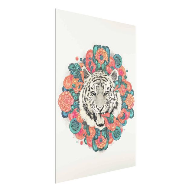 Tableau moderne Illustration Tigre Dessin Mandala Paisley