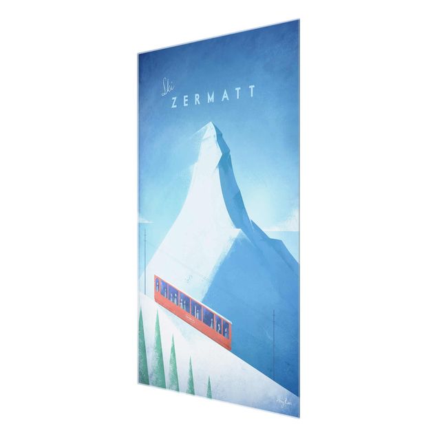 Tableaux en verre architecture & skyline Poster de voyage - Zermatt