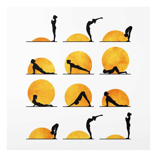 Tableau avec couleur orange Yoga - Salutation au soleil