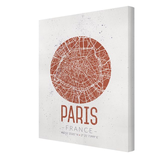Tableau carte du monde Plan de ville de Paris - Rétro