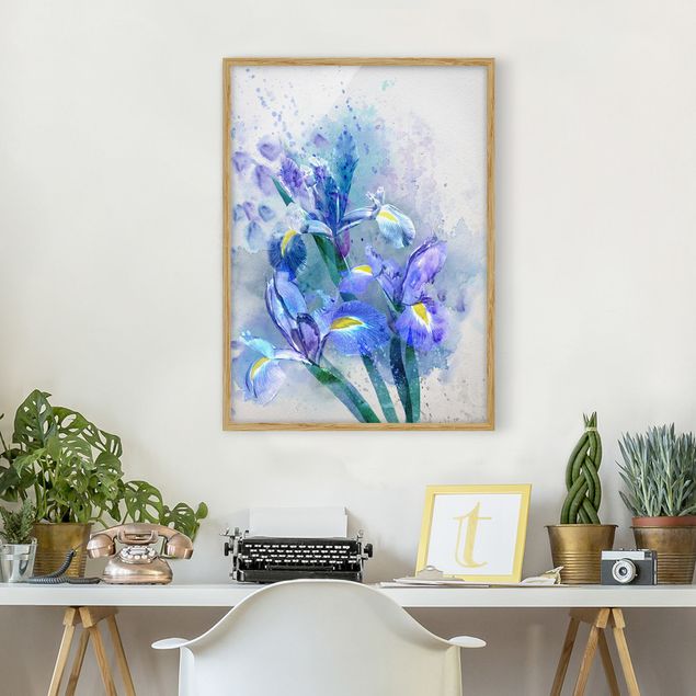 Tableaux encadrés fleurs Aquarelle Fleurs Iris
