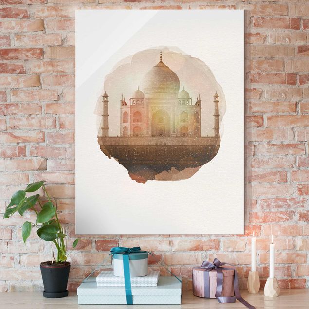 Tableau en verre - WaterColours - Taj Mahal