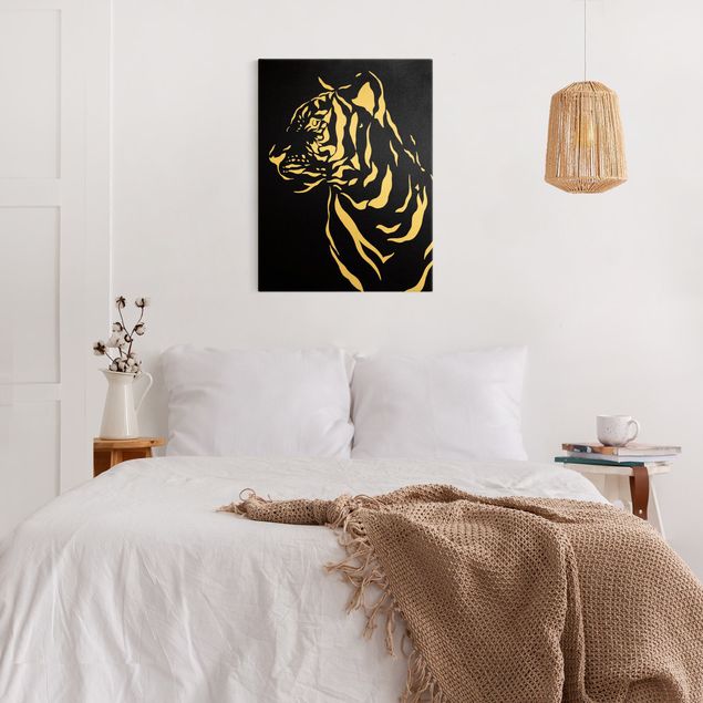 Tableaux noirs Animaux de safari - Portrait Tigre Noir