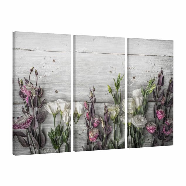 tableaux floraux Tulip Rose Shabby Wood Look