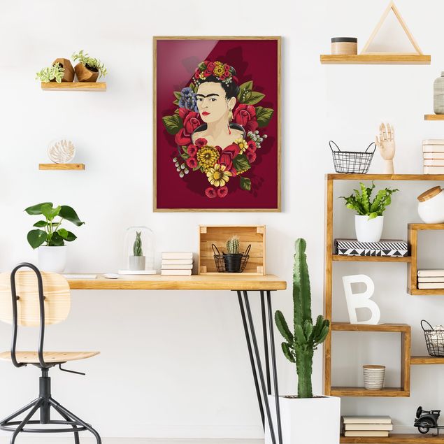 Tableaux encadrés fleurs Frida Kahlo - Roses