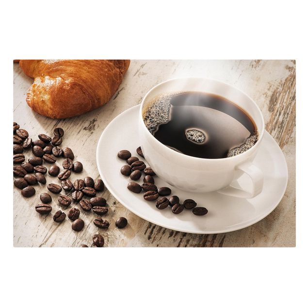 Tableaux Tasse de café à la vapeur avec des grains de café