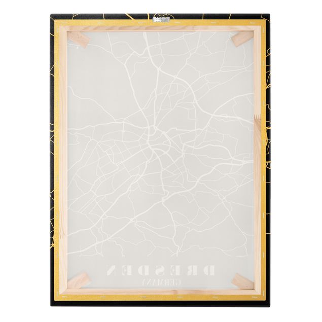 Tableau sur toile or - Dresden City Map - Classic Black
