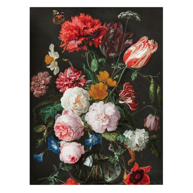 Tableau vintage Jan Davidsz De Heem - Nature morte avec des fleurs dans un vase en verre