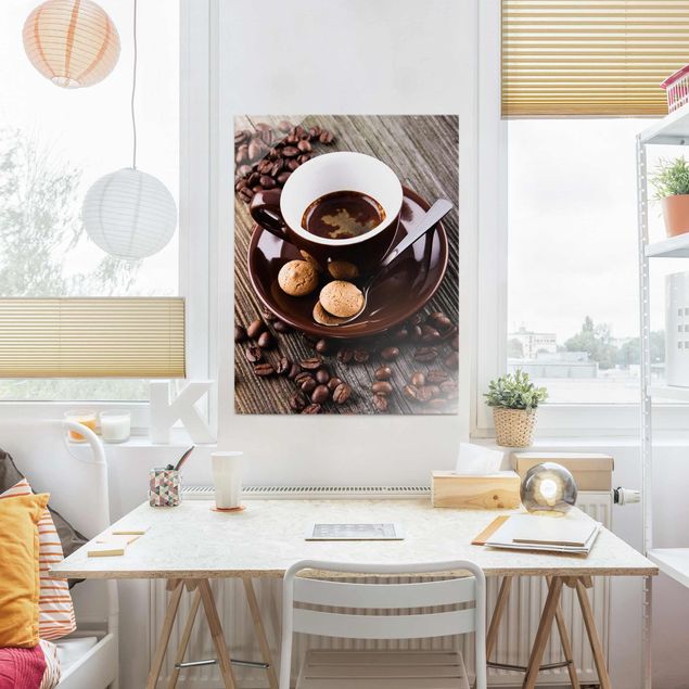 Tableaux reproduction Tasses à café avec grains de café