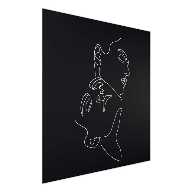 Tableaux en verre nu & érotisme Line Art Femme Visages Noirs