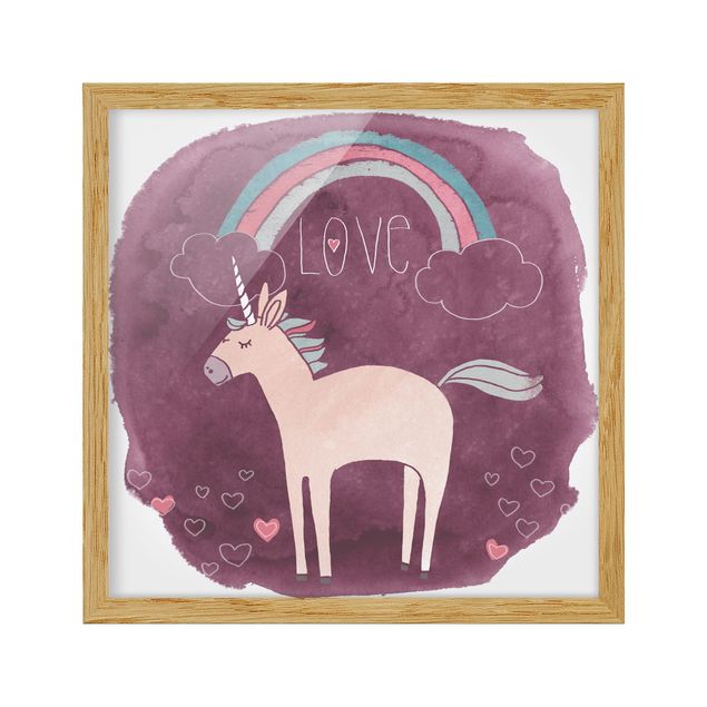 Poster encadré abstrait Unicorn Troop - Love