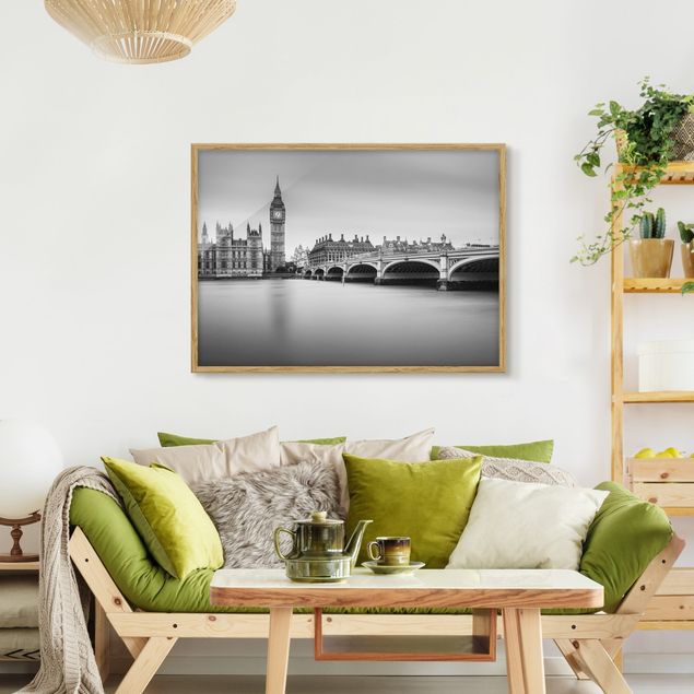 Tableaux encadrés noir et blanc Pont de Westminster et Big Ben