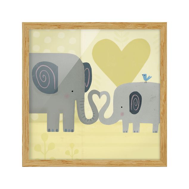 Tableaux encadrés animaux Maman et moi - Éléphants