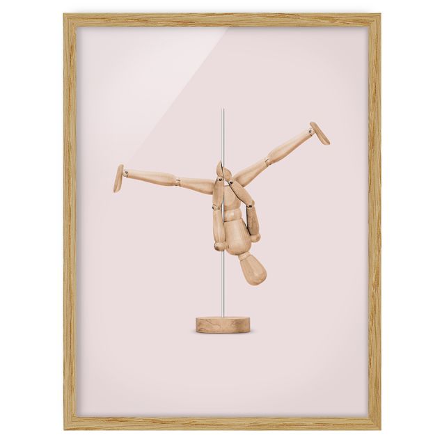 Poster encadré abstrait Pole Dance avec Figure En Bois