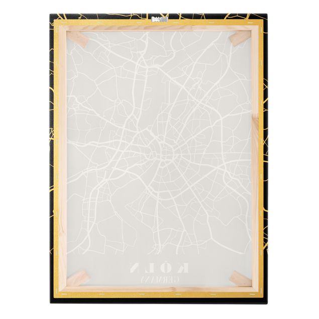 Tableau sur toile or - Cologne City Map - Classic Black