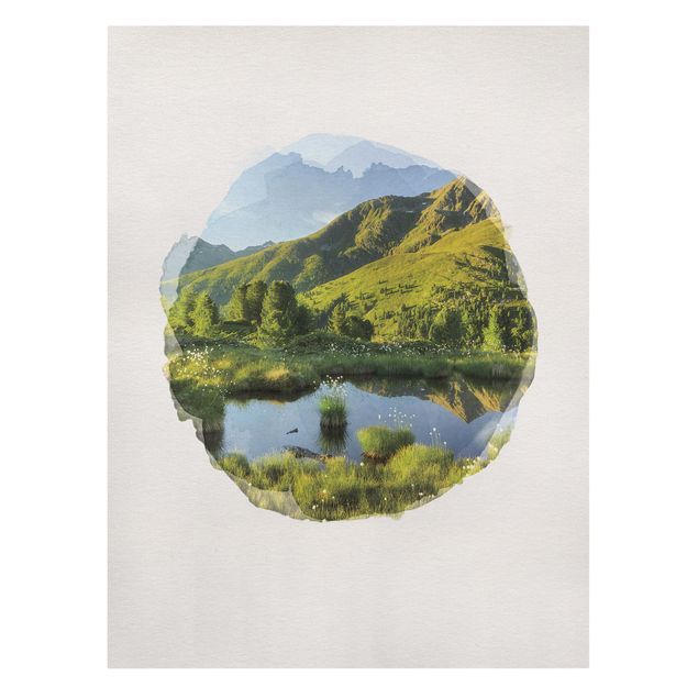 Toile paysage montagne Aquarelles - Vue de Deerbichl Le Defereggental