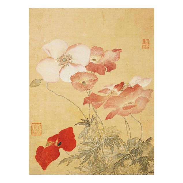 Tableaux en verre fleurs Yun Shouping - Coquelicot