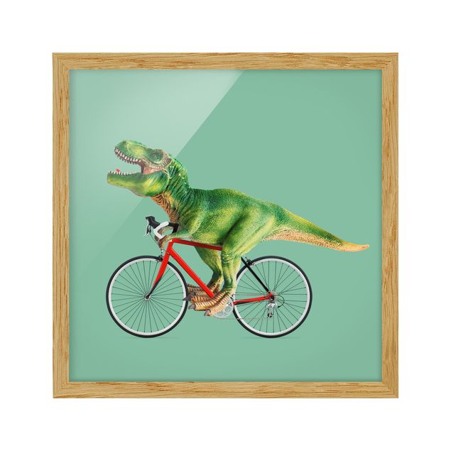 Tableau moderne Dinosaure avec bicyclette