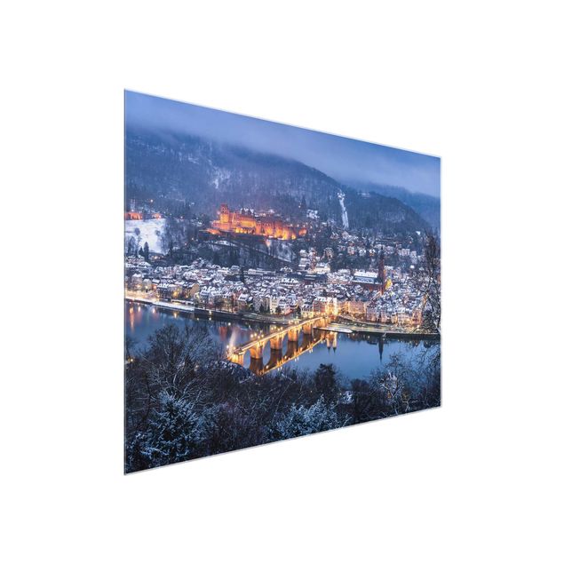 Tableaux en verre architecture & skyline Heidelberg en hiver