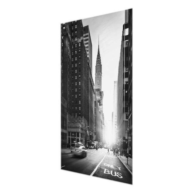 Tableaux en verre noir et blanc New York animée