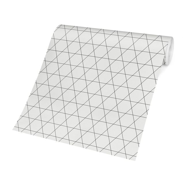 Papier peint noir et blanc Simple Rhombic Pattern