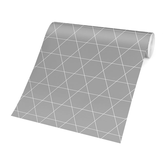 Papier peint gris Simple Rhombic Pattern White