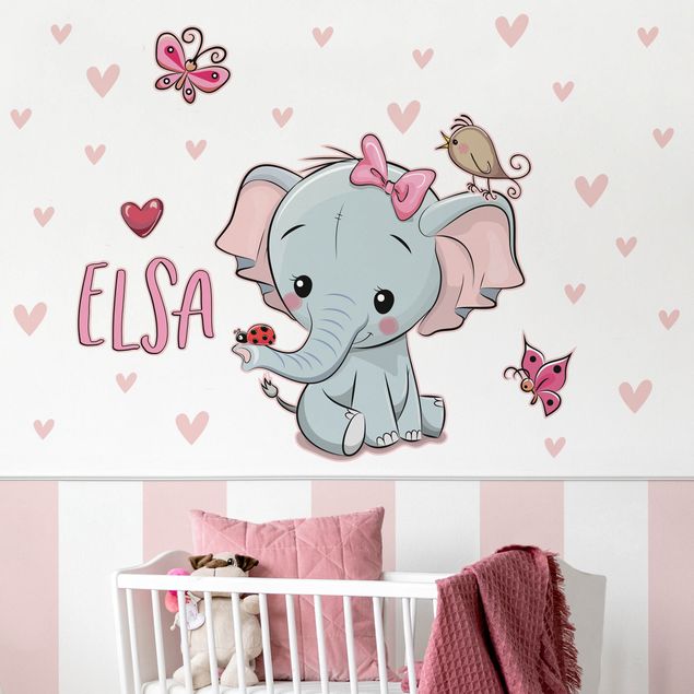 Décoration chambre bébé Eléphant avec nom personnalisé