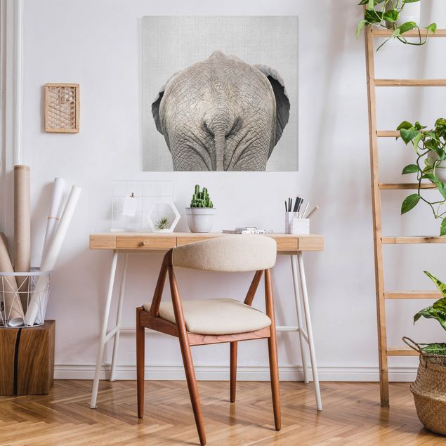 Toile imprimee elephant Eléphant de dos