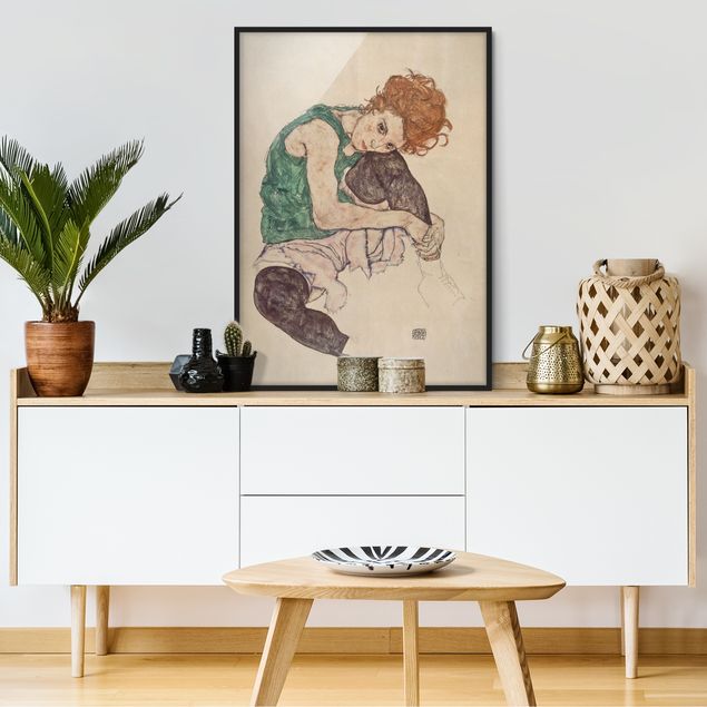 Tableaux Artistiques Egon Schiele - Femme assise avec un genou en l'air