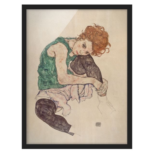 Tableaux modernes Egon Schiele - Femme assise avec un genou en l'air