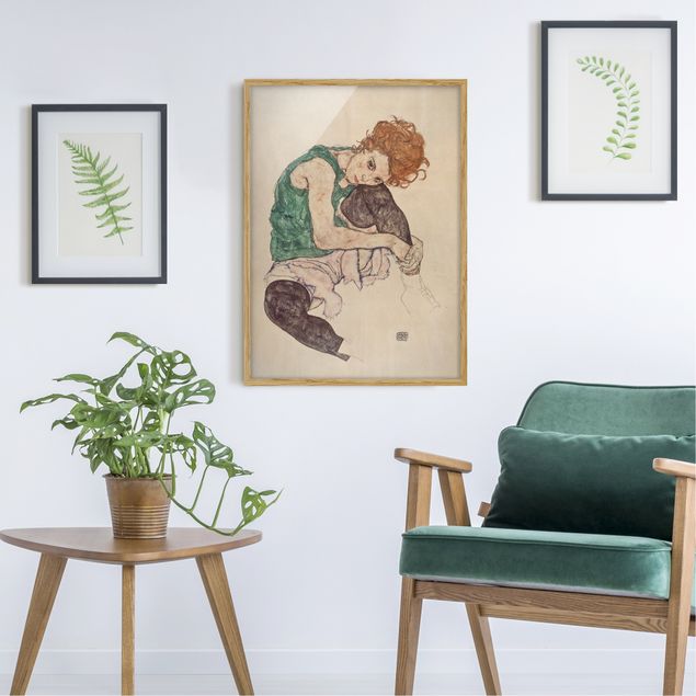 Tableaux Expressionnisme Egon Schiele - Femme assise avec un genou en l'air