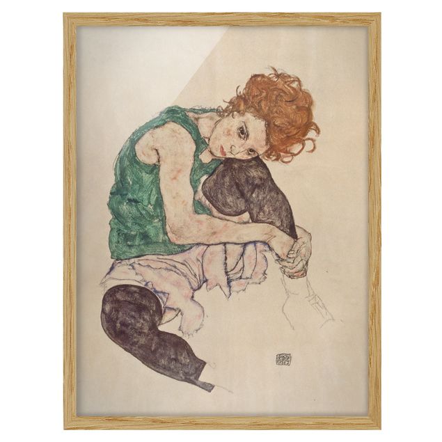Tableaux modernes Egon Schiele - Femme assise avec un genou en l'air