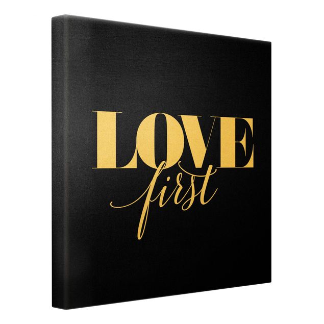 Tableau sur toile or - Love first Black