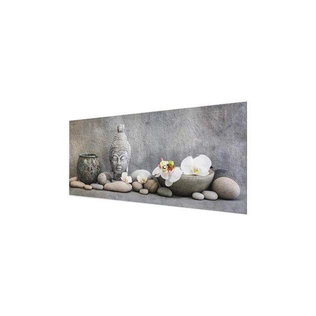 Tableaux reproductions Bouddha zen avec orchidées blanches