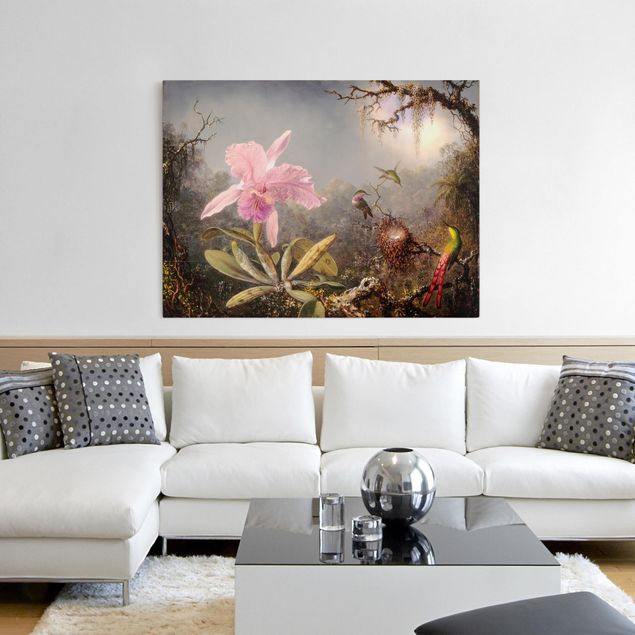 Décoration artistique Martin Johnson Heade - Orchidée et trois colibris