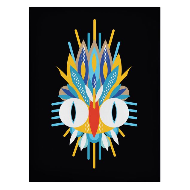 Tableaux plumes Collage masque ethnique - Plumes d'oiseaux