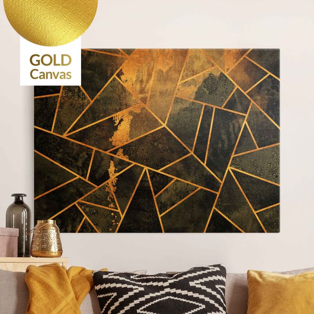 Tableaux sur toile effet pierre Onyx avec or