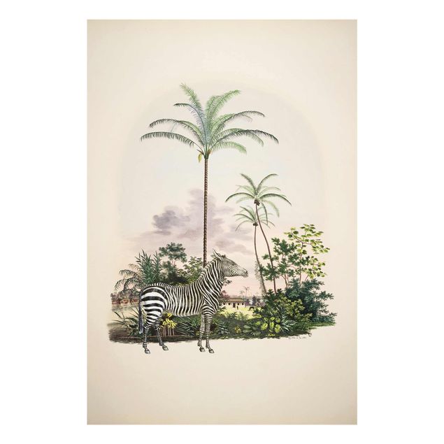 Tableau deco nature Illustration de Zèbre Devant Des Palmiers