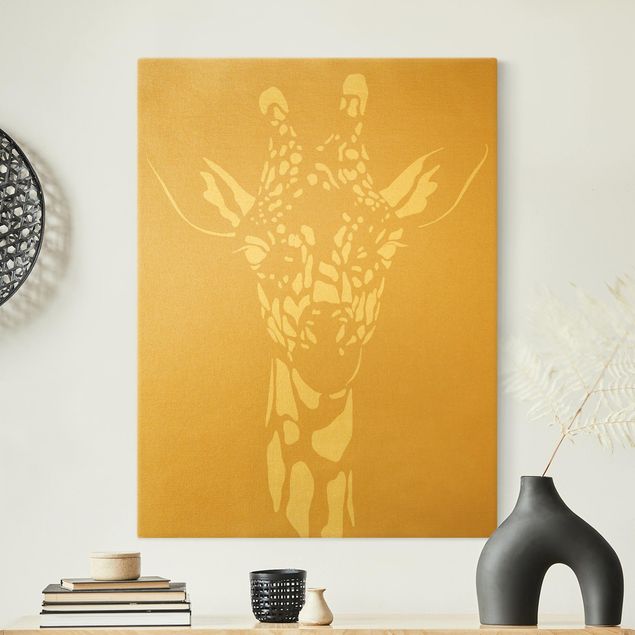 Cadre animaux Animaux de safari - Portrait Girafe Beige