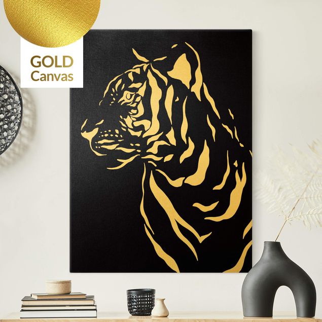 Tableaux modernes Animaux de safari - Portrait Tigre Noir