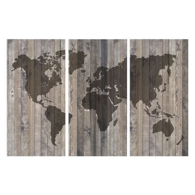 Tableaux muraux Carte du monde en bois