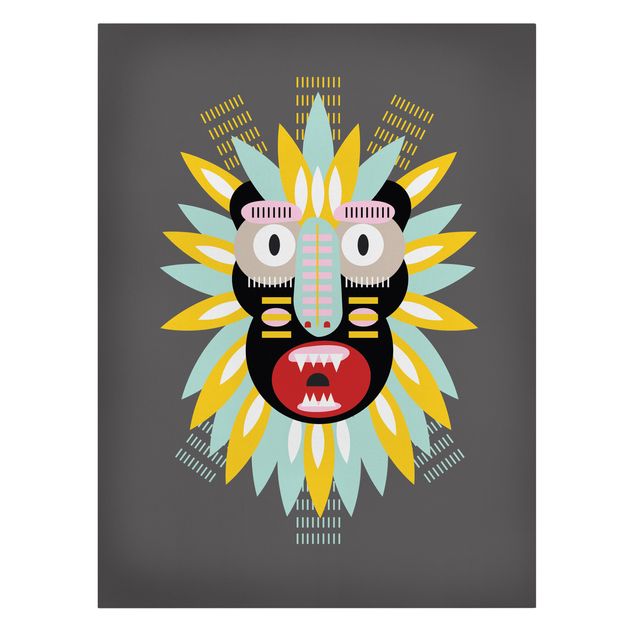 Tableau multicolore Collage masque ethnique - King Kong
