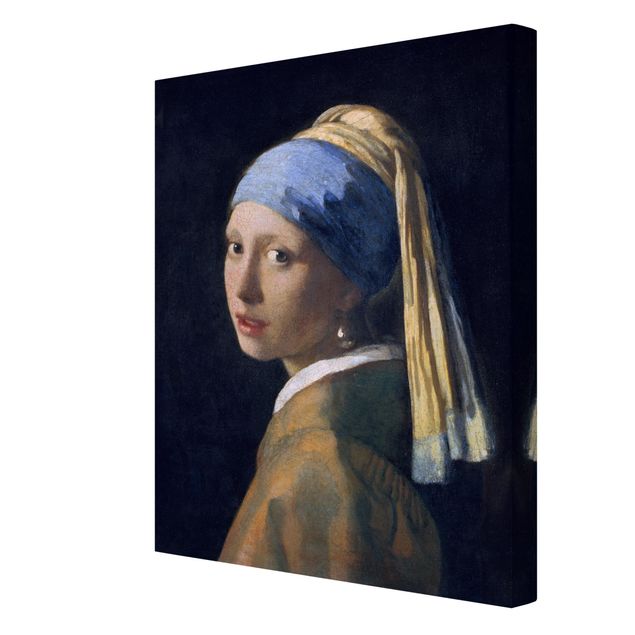 Tableau bleu Jan Vermeer Van Delft - Fille avec une boucle d'oreille en perle
