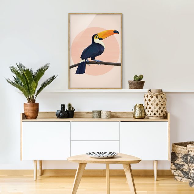 Tableau moderne Illustration Oiseau Toucan Peinture Pastel